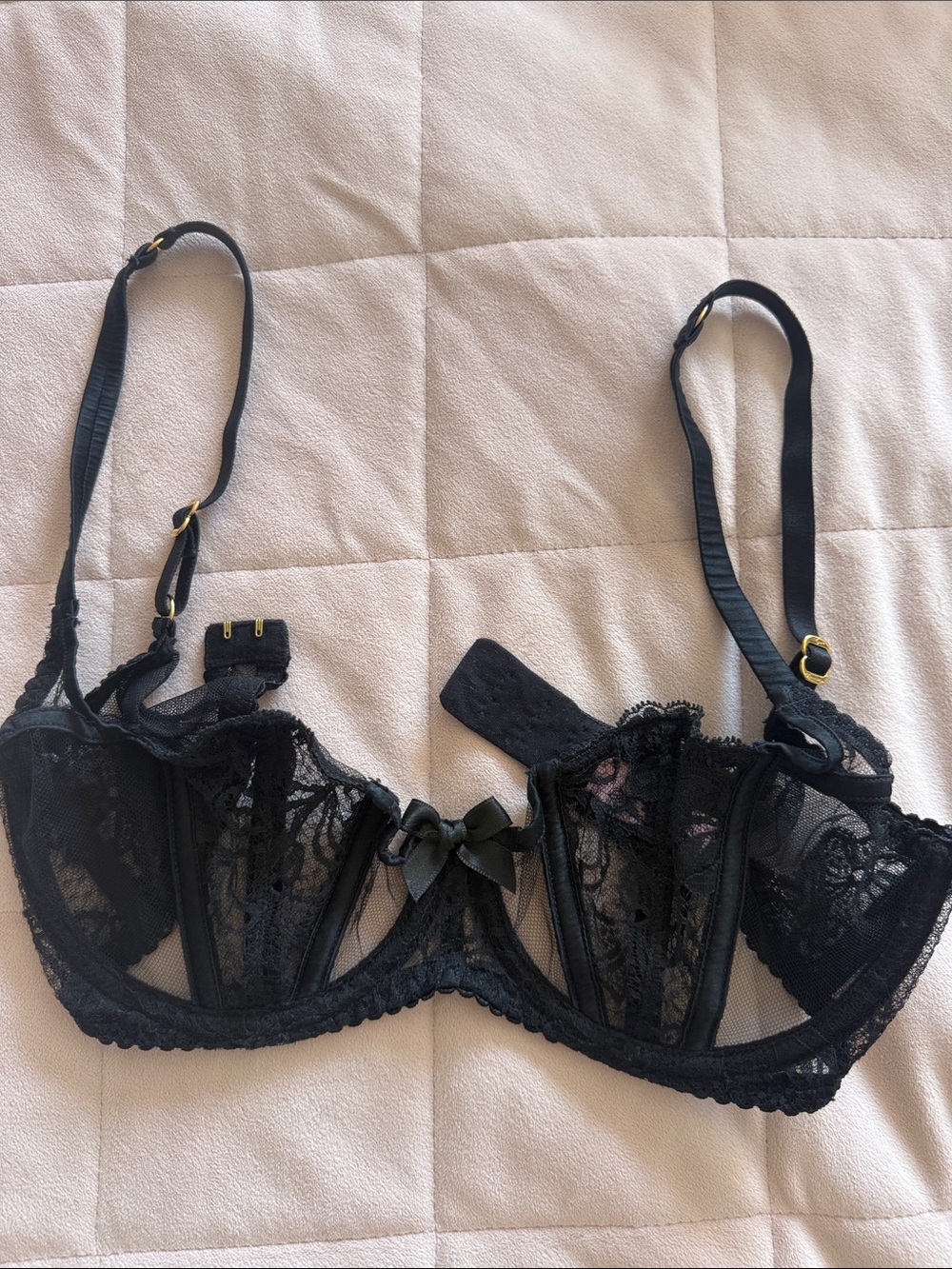 Agent Provocateur Rozlyn Black Sheer Lace Balconette Underwire Bra Size 32D